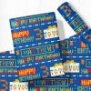 LeZakaa Custom Photo Wrapping Paper for Kids Boys 30180in Jumbo Roll, Personalized Name Age Birthday Gift Wrap, Colorful Pixel Building Block Game Style, Funny Fortnite Design for Birthday Party view 3