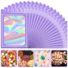 ANZNKU Holographic Bags Large Mylar Bags Resealable 50PCS, 6.3x9.4 Purple Smell Proof Packaging Bag Snack Pouches Goodie Baggies for Candy Jewelry Graduation Party Favor Gifts, Bag for Small Business view 1
