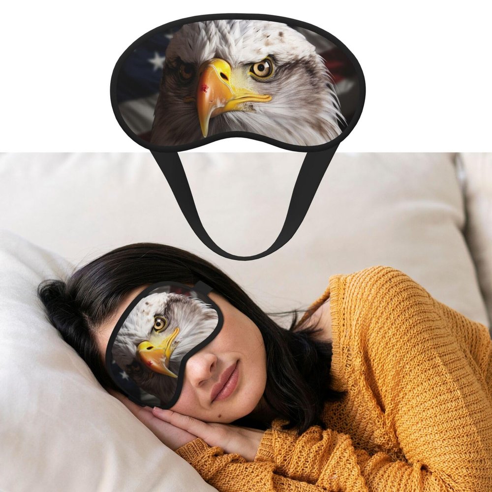America Flag and Eagle Sleep Mask for Side Sleeper Blackout Eye Mask for Sleeping Blindfold 3D Sleeping Mask for Men Women Soft Breathable Eye Cover for Meditation Light Blocking Travel
