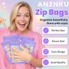 ANZNKU 100PCS Holographic Bags 5x7 Mylar Bags Resealable, Purple Smell Proof Packaging Bag Snack Pouches Goodie Baggies for Candy Jewelry Graduation Party Favors, Small Gift Bag for Small Business view 4