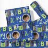 LeZakaa Custom Photo Wrapping Paper for Kids Boys 58 23 in, Personalized Blue Happy Birthday Cute Text Gift Wrap with Photo for Kids Boys Girls Party Gifts view 3
