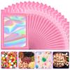 ANZNKU Holographic Bags Pink Large Mylar Bags Resealable 50PCS, 6.3x9.4 Smell Proof Packaging Bag Snack Pouches Goodie Baggies for Candy Jewelry Graduation Party Favors Gifts, Bag for Small Business view 1