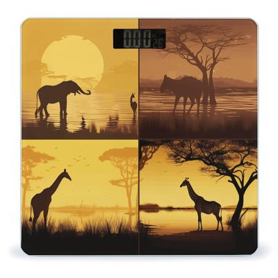 African Grassland Animals Smart Scale for Body Weight Accurate Bathroom Scale with LED Display Digital Weight Scales Weighing Machine High Precision Scales for Bath Home