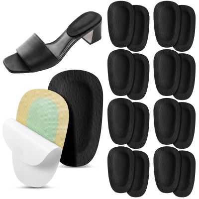 Cuffbow 8 Pairs Pigskin Heel Cushions Cups Adhesive Heel Padding Inserts Lift Inserts Support Insoles for Women High Heels Sandals Flats Plantar Fasciitis Relief Pain(Black)