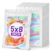 ANZNKU 100PCS Holographic Bags 5x8 White Mylar Bags Resealable, Smell Proof Packaging Bag Snack Pouches Goodie Baggies for Candy Jewelry Graduation Party Favors, Small Gift Bag for Small Business view 1