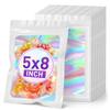 ANZNKU Holographic Bags 5x8 White Mylar Bags Resealable 50PCS, Smell Proof Packaging Bag Snack Pouches Goodie Baggies for Candy Jewelry Graduation Party Favors, Small Gift Bag for Small Business view 1