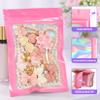 ANZNKU 100PCS Holographic Bags Pink Mylar Bags Resealable 5.5x7.8, Smell Proof Packaging Bag Snack Pouches Goodie Baggies for Candy Jewelry Graduation Party Favors, Small Gift Bag for Small Business view 4