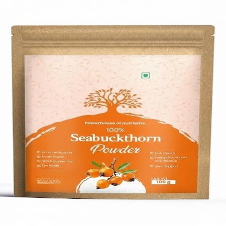 100% Seabuckthorn Powder, Natural Nutrient-Rich Superfood with Vitamins and Minerals, 100g