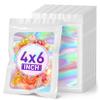 ANZNKU 100PCS Holographic Bags 4x6 White Mylar Bags Resealable, Smell Proof Packaging Bag Snack Pouches Goodie Baggies for Candy Jewelry Graduation Party Favors, Small Gift Bag for Small Business view 1