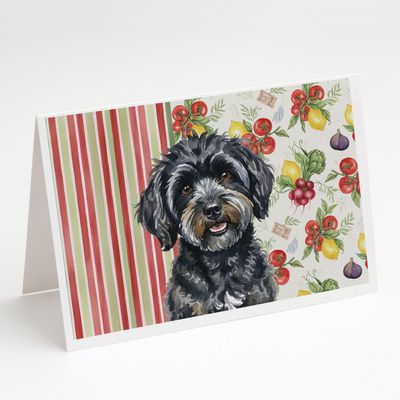 Caroline's Treasures Black Havanese Vegetables Greeting Cards Pack of 8 Blank Cards with Envelopes Whimsical A7 Size 5x7