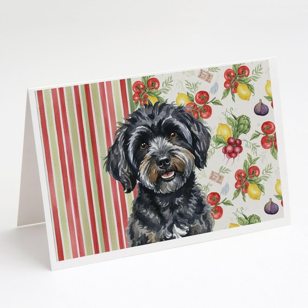 Caroline's Treasures Black Havanese Vegetables Greeting Cards Pack of 8 Blank Cards with Envelopes Whimsical A7 Size 5x7