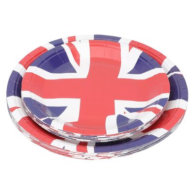 CLISPEED Union Jack Paper Plates 32pcs Party Supplies Disposable Dessert Serving Plates 7-inch 9-inch British Flag Paper Tableware for Festival and Picnic