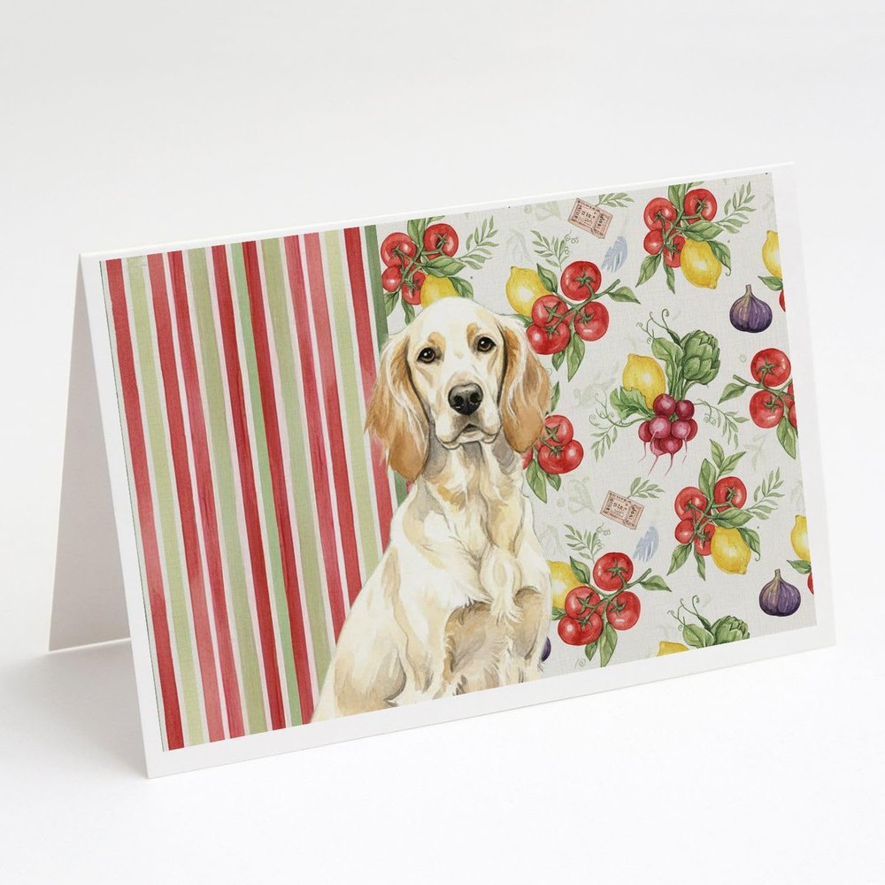 Caroline's Treasures Lemon Belton English Setter Vegetables Greeting Cards Pack of 8 Blank Cards with Envelopes Whimsical A7 Size 5x7