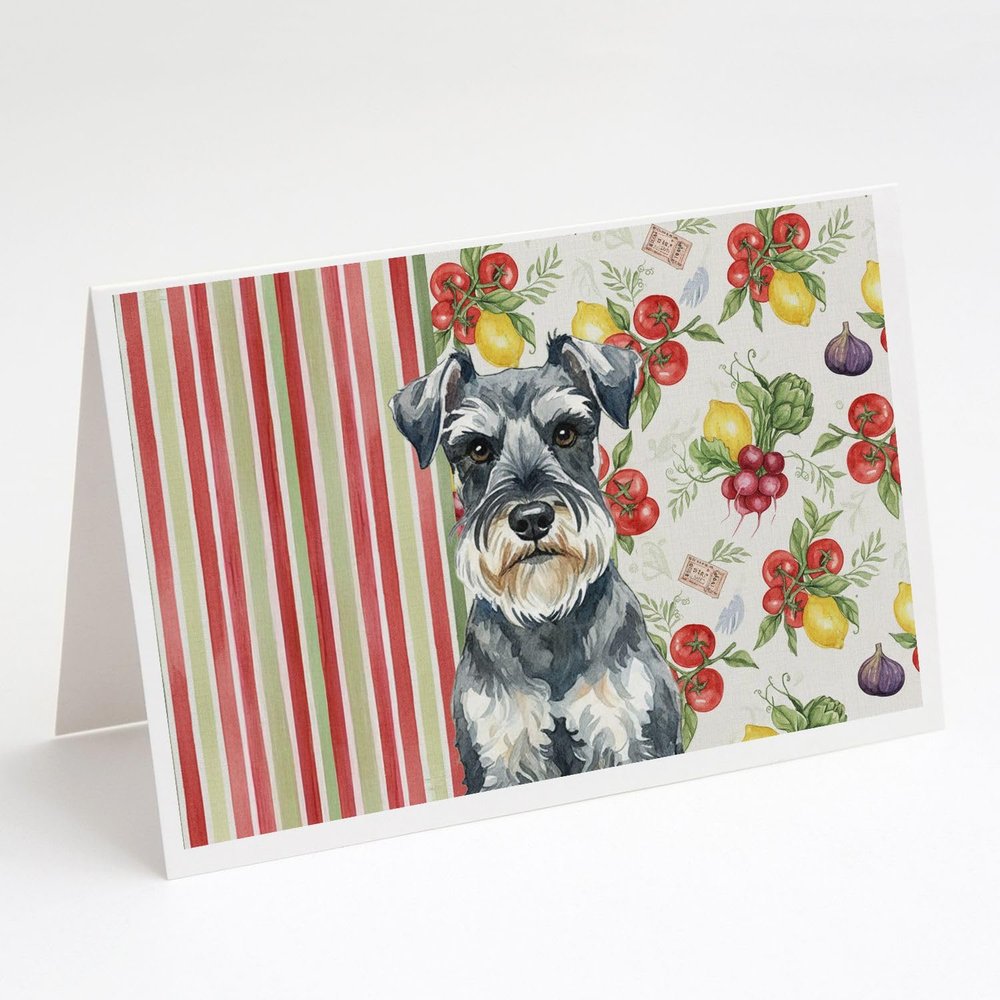 Caroline's Treasures Schnauzer Vegetables Greeting Cards Pack of 8 Blank Cards with Envelopes Whimsical A7 Size 5x7