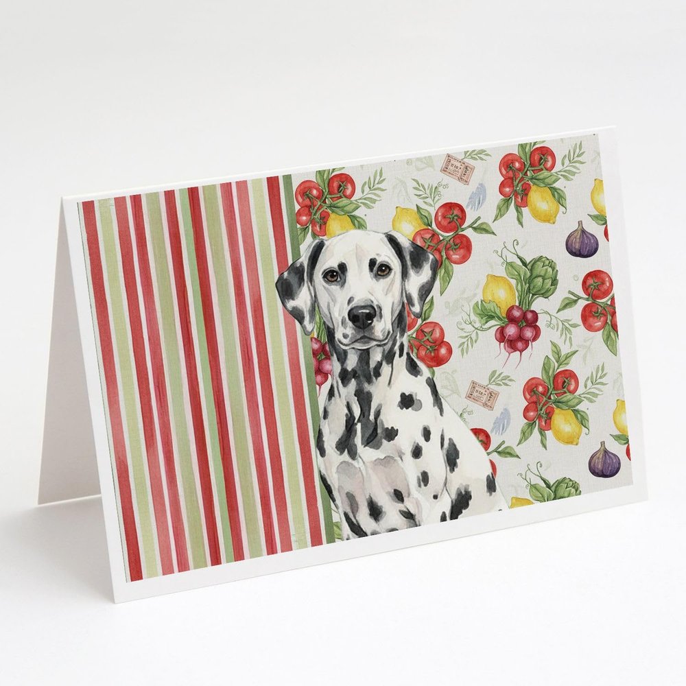 Caroline's Treasures Dalmatian Vegetables Greeting Cards Pack of 8 Blank Cards with Envelopes Whimsical A7 Size 5x7