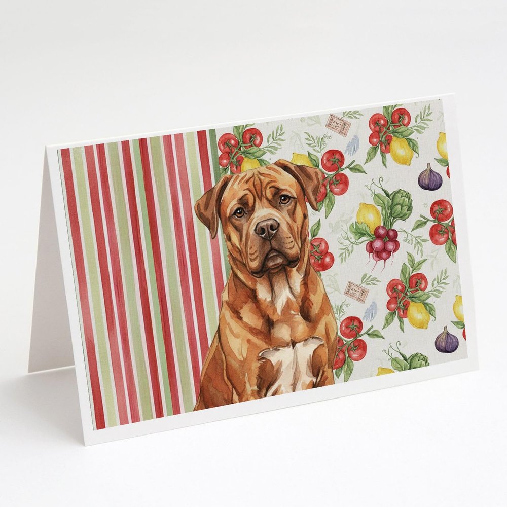 Caroline's Treasures Mahogany Dogue de Bordeaux Vegetables Greeting Cards Pack of 8 Blank Cards with Envelopes Whimsical A7 Size 5x7