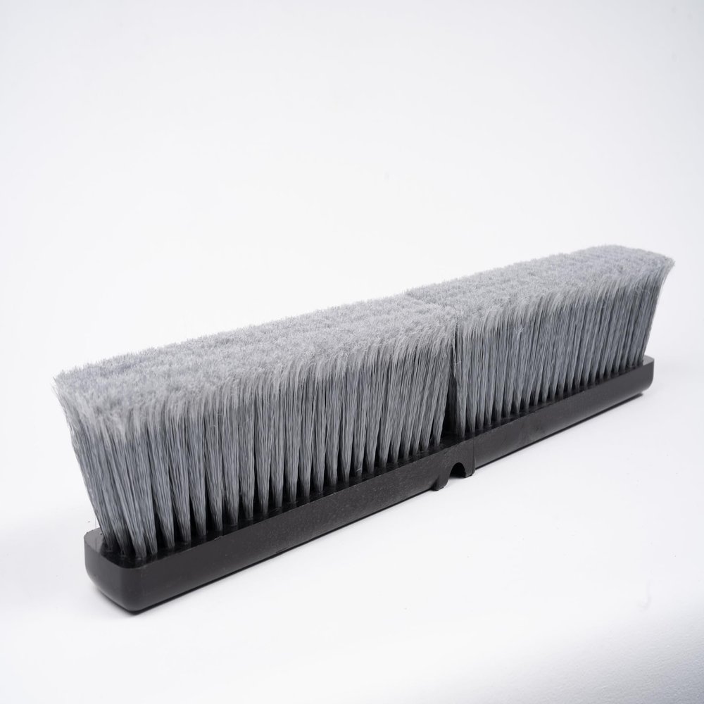 24'' Grey Flagged Push Broom On Black Plastic Block