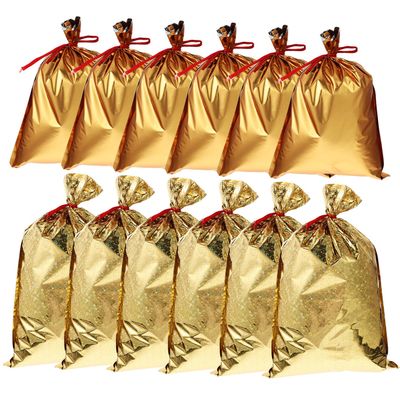 Beatifufu Christmas Candy Drawstring Bags 24pcs Set, Reusable Festival Pouches with Rope Closure, Small Matte Gold and Medium Blank Gold, Holiday Wrapping for Party Favors and Candy Storage