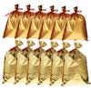 Beatifufu Christmas Candy Drawstring Bags 24pcs Set, Reusable Festival Pouches with Rope Closure, Small Matte Gold and Medium Blank Gold, Holiday Wrapping for Party Favors and Candy Storage view 1