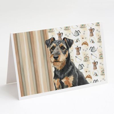 Caroline's Treasures Black and Tan Lakeland Terrier Coffee Bar Greeting Cards Pack of 8 Blank Cards with Envelopes Whimsical A7 Size 5x7