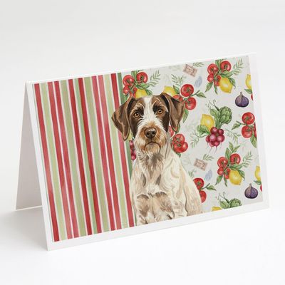 Caroline's Treasures Liver and White German Wirehaired Pointer Vegetables Greeting Cards Pack of 8 Blank Cards with Envelopes Whimsical A7 Size 5x7