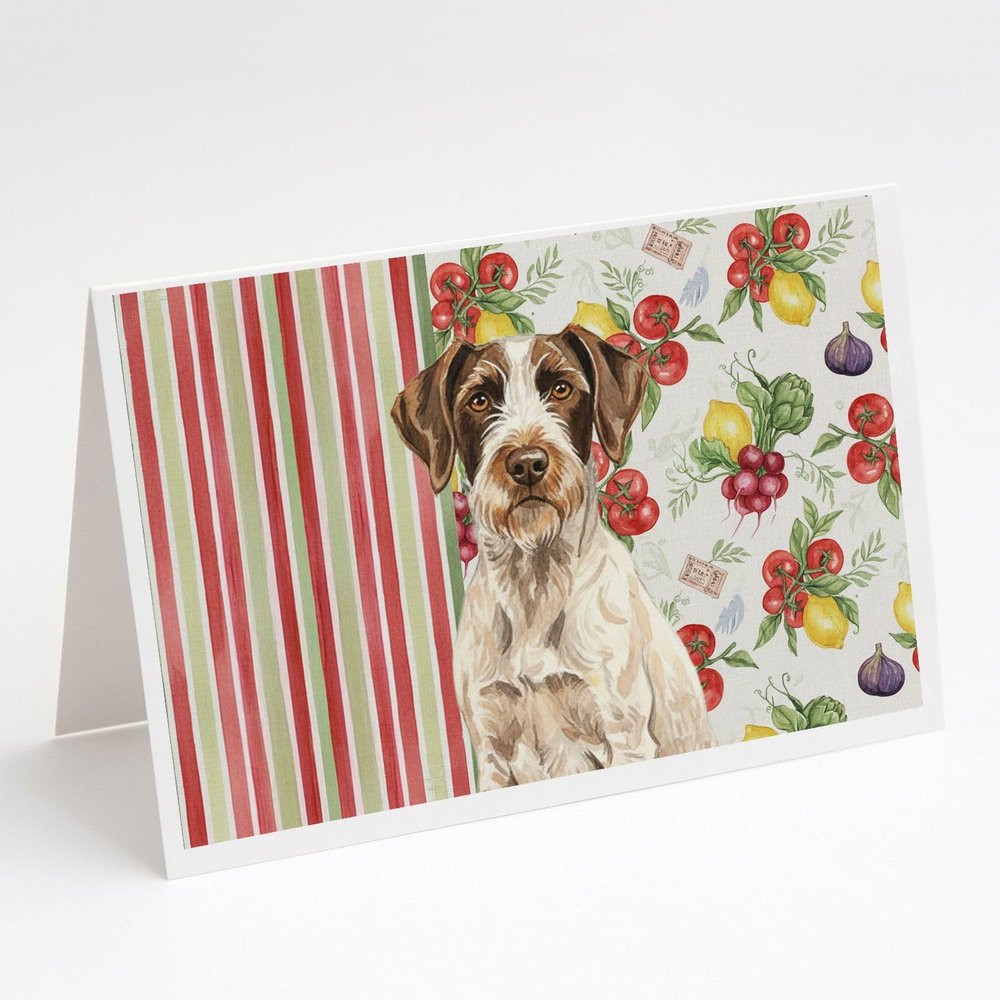 Caroline's Treasures Liver and White German Wirehaired Pointer Vegetables Greeting Cards Pack of 8 Blank Cards with Envelopes Whimsical A7 Size 5x7