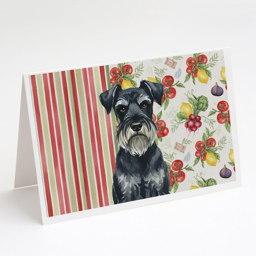 Caroline's Treasures Standard Schnauzer Vegetables Greeting Cards Pack of 8 Blank Cards with Envelopes Whimsical A7 Size 5x7