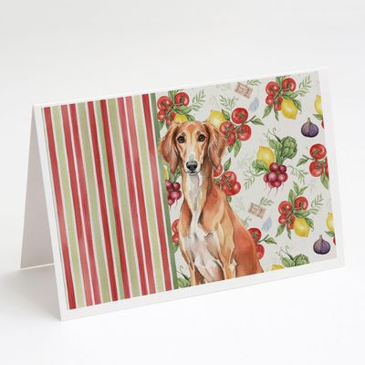 Caroline's Treasures Red Saluki Vegetables Greeting Cards Pack of 8 Blank Cards with Envelopes Whimsical A7 Size 5x7