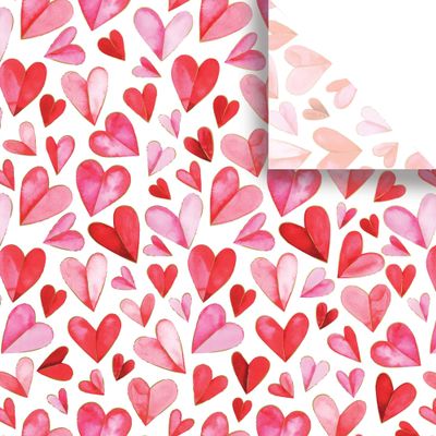 Jillson & Roberts Printed Unfolded Gift Tissue 20" x 30", Folded Hearts, 240 Sheets