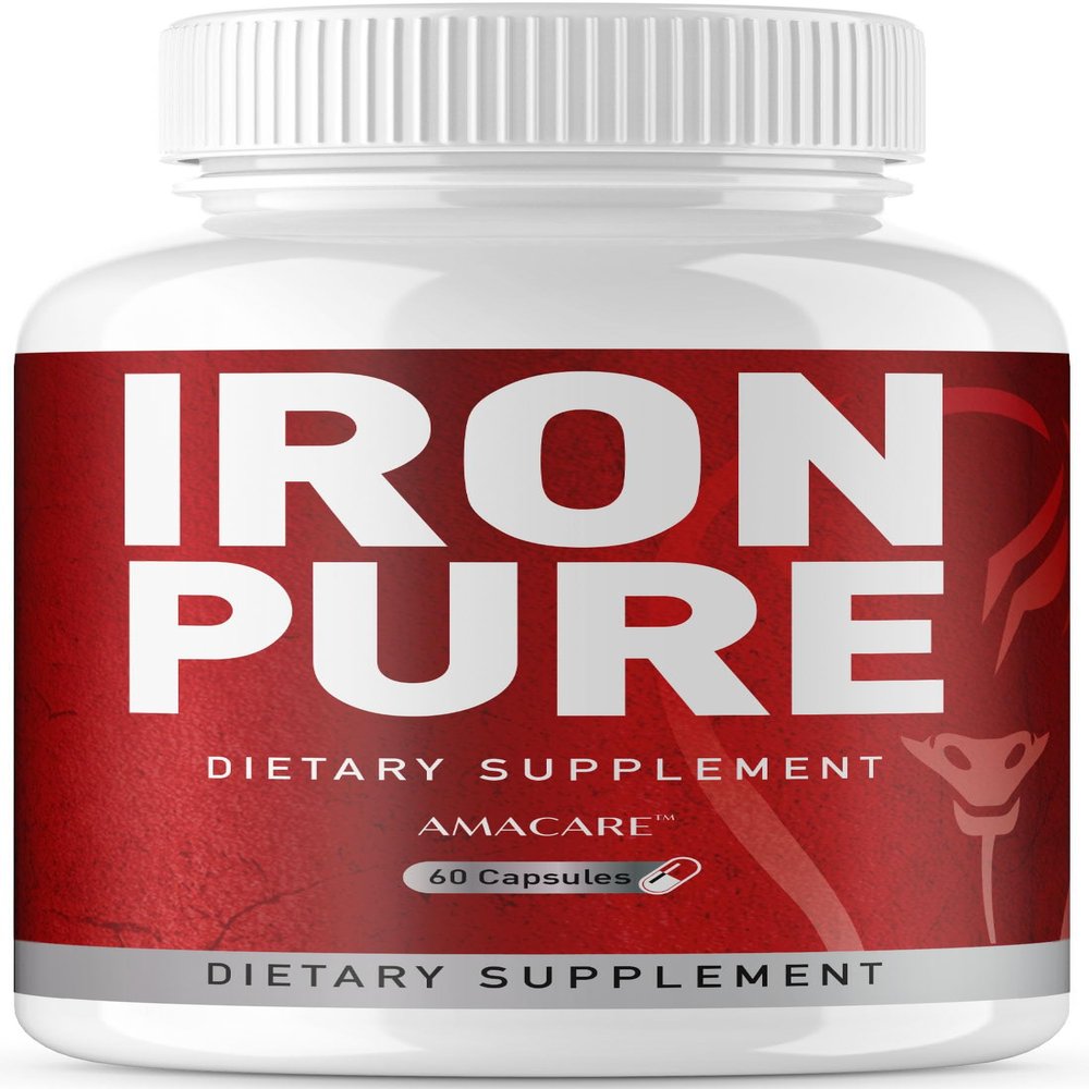 (1 Pack) Iron Pure Advanced IronPure Pills Supplement, IronPure Capsules Daily Support Formula Maximum Strength, All Natural Ingredients Health & Wellness Premium Vitamins, 60 Capsules for 1 Month