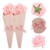 FUNOMOCYA DIY Pink Flower Cone Candy Bags 5pcs Wedding Candy Containers with Pink Bow, Delicate Cone Sweets Packaging for Party Favors and Wrapping view 3