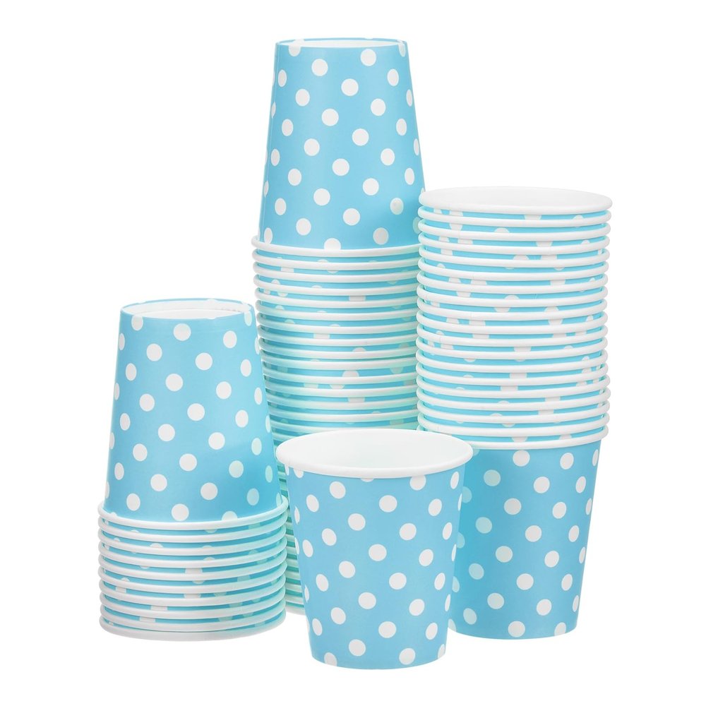 uxcell 60 Pack Paper Cups, 9 oz Disposable Coffee Cups Colourful Beverage Drinking Tumblers for Cold and Hot Drinks Birthday Party Holiday Supplies, Picnic, Cafes, Blue