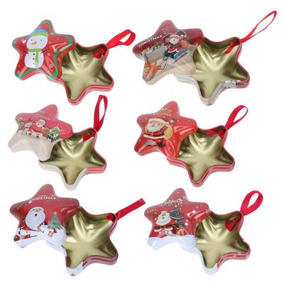 Abaodam Five-pointed Star Candy Tin Boxes 6pcs Xmas Storage Containers Christmas Candy Treat Boxes Party Favor Packaging