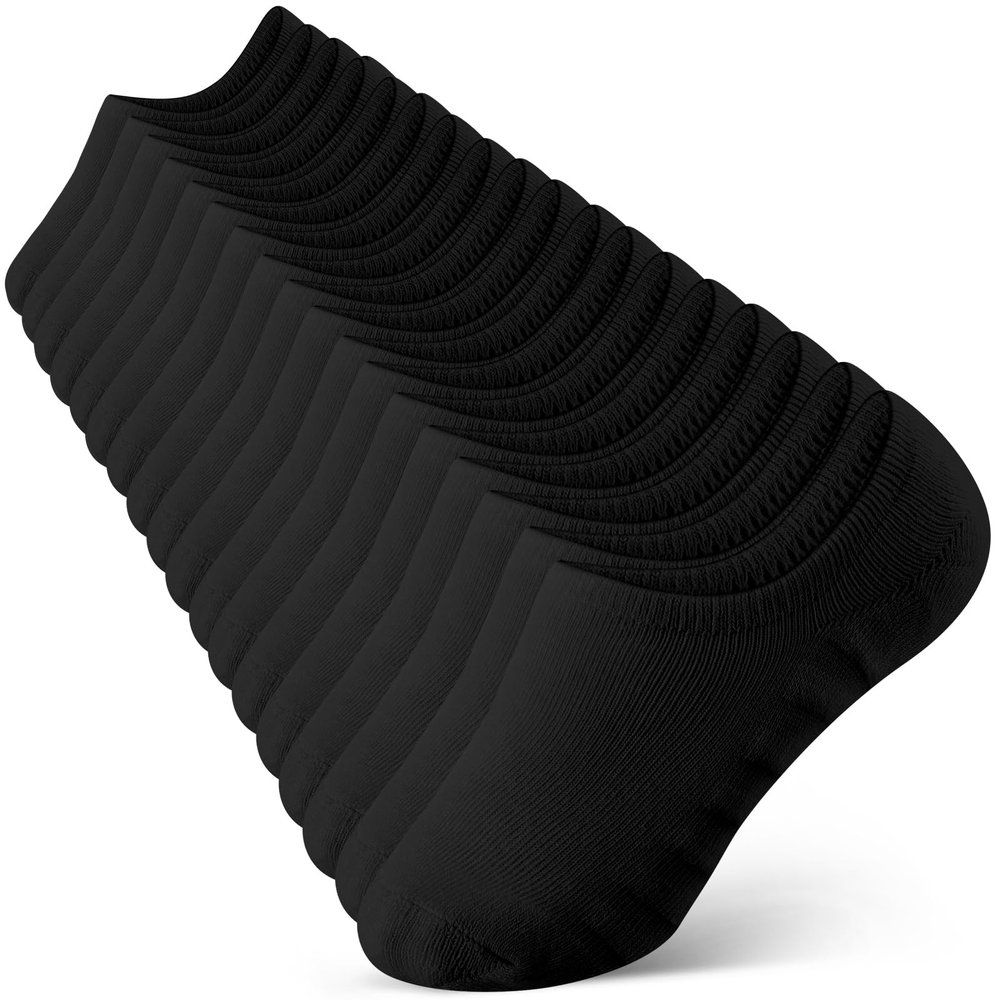 Halfchet 9 Pair Diabetic No Show Sock for Men Women,Black