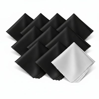 Microfiber Cleaning Cloth 10 Pack 6 * 7in for Glasses, Camera Lens, Screen, Eyeglasses,Electronics & More- Lint Free, Scratch Free Ultra Soft Reusable wash Cloths (Black & Grey)