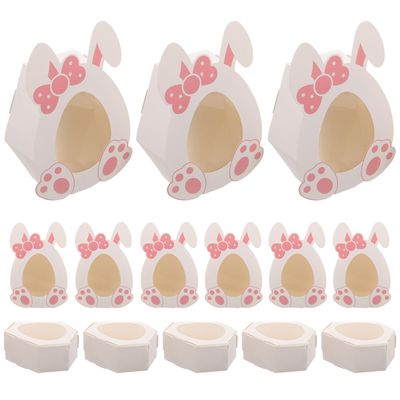 BAZEITFLOW 10pcs Easter Bunny Candy Boxes Pink DIY Foldable Treat Holders Party Favor Snack Storage Cases for Holiday Packaging