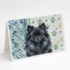 Caroline's Treasures Black Pomeranian Coastal Sea Glass Greeting Cards Pack of 8 Blank Cards with Envelopes Whimsical A7 Size 5x7 view 1