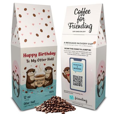 Birthday Coffee Gift Coffees with Personalized Message Friending 12 oz Whole Bean Light-Medium Roast Coffee, Freshly Roasted to Order, Made in USA