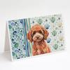 Caroline's Treasures Miniature Red Poodle Coastal Sea Glass Greeting Cards Pack of 8 Blank Cards with Envelopes Whimsical A7 Size 5x7 view 1