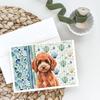 Caroline's Treasures Miniature Red Poodle Coastal Sea Glass Greeting Cards Pack of 8 Blank Cards with Envelopes Whimsical A7 Size 5x7 view 2