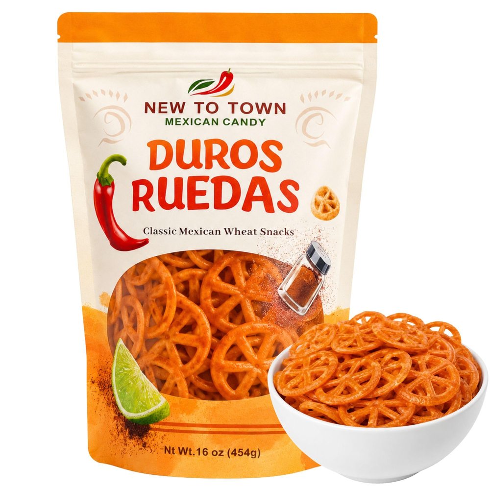 Duritos (Duros) Mexican Pinwheel Wheat Snacks Bulk Chicharrones de Harina Fry for Crunchy Botana Snack Authentic Street Food by New to Town (8 Ounce)
