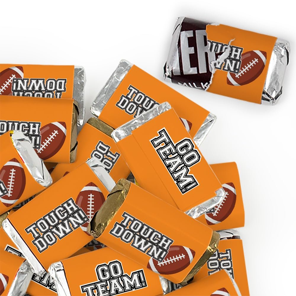 102 Pcs Orange Football Party Candy Favors Miniatures Chocolate - No Assembly Required - Touchdown