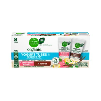 ST Organic Reduced Fat Strawberry Banana and Vanilla Yogurt Tubes