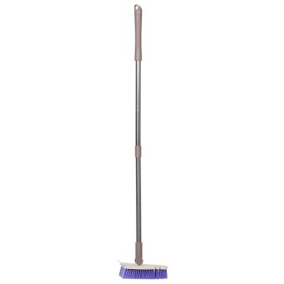 ULDIGI Floor Scrub Brush with Squeegee 2-in-1-34.3" Long Handle Shower Scrubber for Tile Grout - 180 Heavy Duty Cleaning Stiff Brush for Bathroom Kitchen Patio Deck