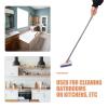 ULDIGI Floor Scrub Brush with Squeegee 2-in-1-34.3" Long Handle Shower Scrubber for Tile Grout - 180 Heavy Duty Cleaning Stiff Brush for Bathroom Kitchen Patio Deck view 4