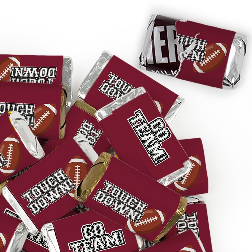 102 Pcs Maroon Football Party Candy Favors Miniatures Chocolate - No Assembly Required - Touchdown
