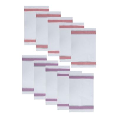 TEHAUX 10pcs Cotton Napkins Reusable Washable Kitchen Cleaning Cloths for Glassware Polishing Bar Towels Hotel Restaurant Use Purple and Red Random Color