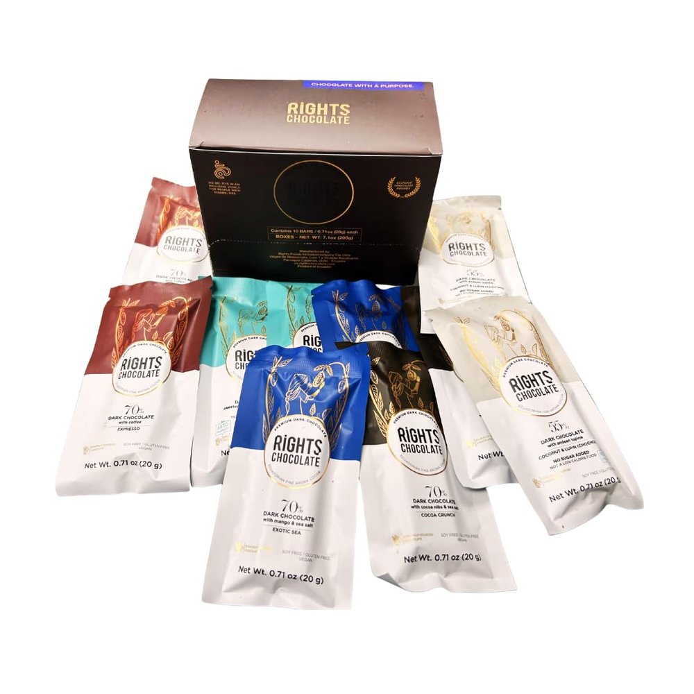 Ecuadorian Dark Chocolate Variety Pack Gourmet & Sugar-Free Mini Bars (10 x 20g) Fine Aroma Cacao