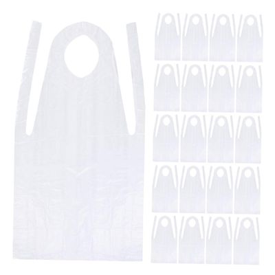 SEWACC 200pcs Disposable Waterproof and Oil Proof Plastic Aprons for Adults, Sleeveless Cooking and Painting Protective Bibs, Aprons for Housework, Picnic, and Party Use