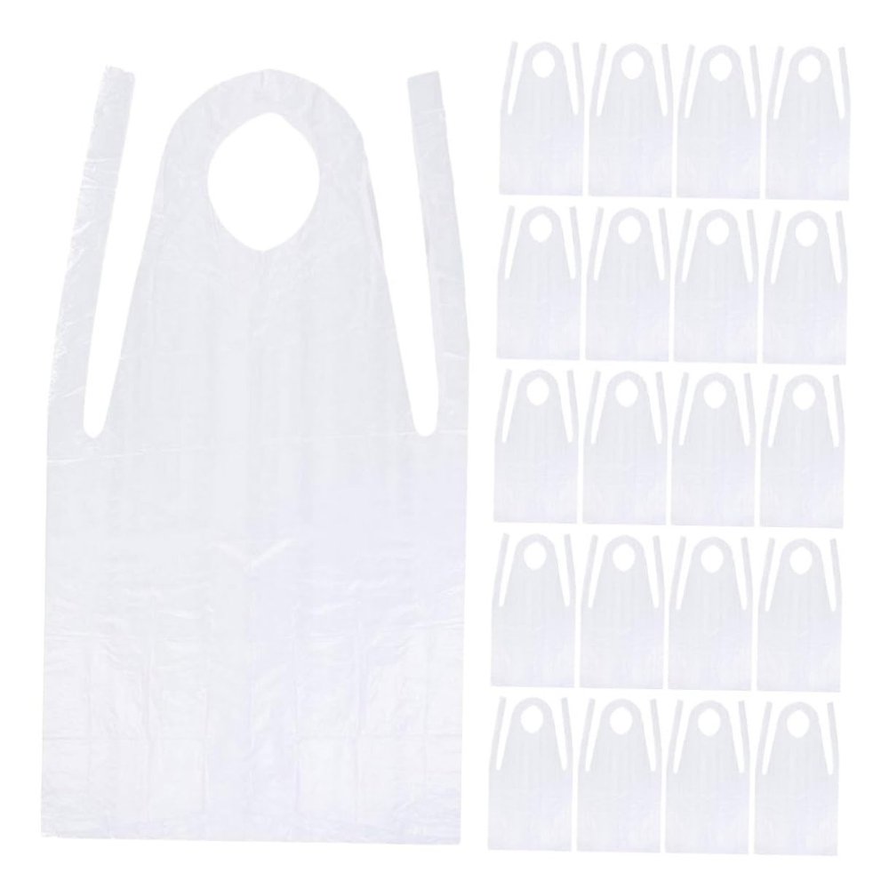 SEWACC 200pcs Disposable Waterproof and Oil Proof Plastic Aprons for Adults, Sleeveless Cooking and Painting Protective Bibs, Aprons for Housework, Picnic, and Party Use